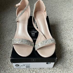 DB Studio bling shoes with faux crystal heels & straps worn once for wedding